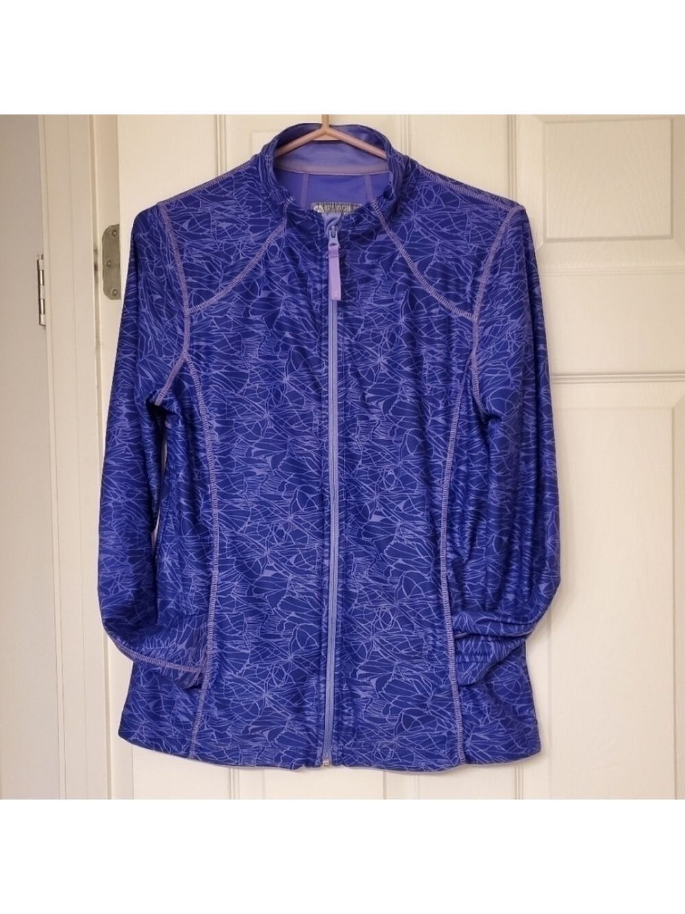 Mondetta Purple Abstract Geometric Print Full Zip Active Track Jacket Size M